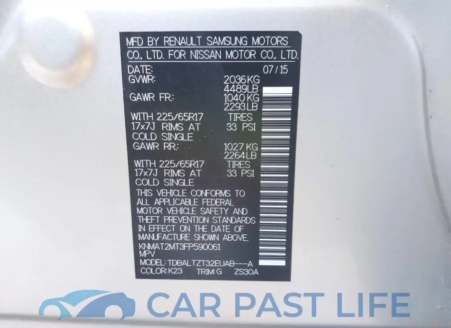 KNMAT2MT3FP590061# 9