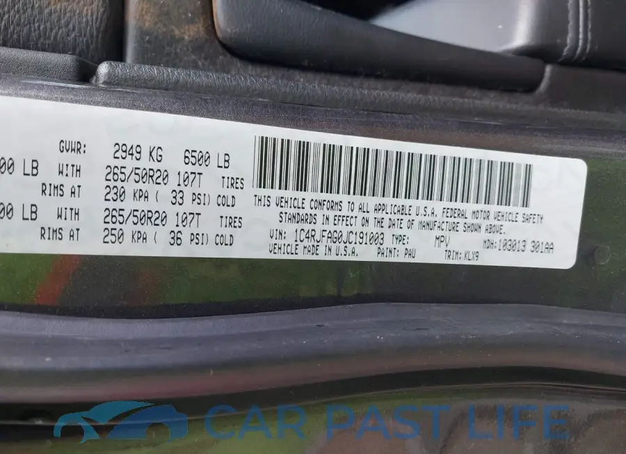 1C4RJFAG0JC191003# 9
