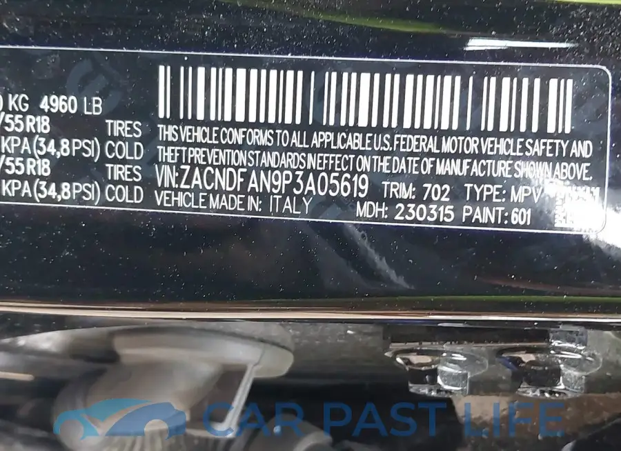 ZACNDFAN9P3A05619# 9
