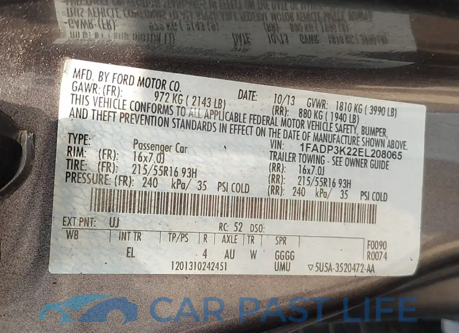 1FADP3K22EL208065# 9