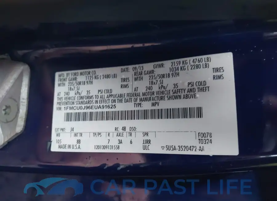 1FMCU0J96EUA91625# 9
