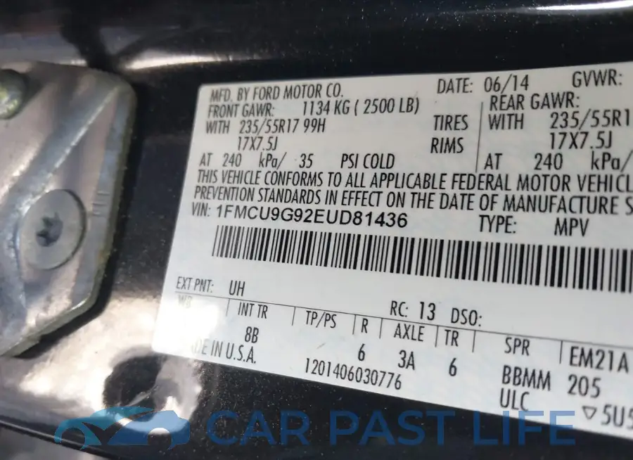 1FMCU9G92EUD81436# 12