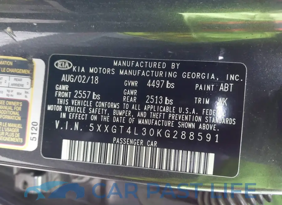 5XXGT4L30KG288591# 9