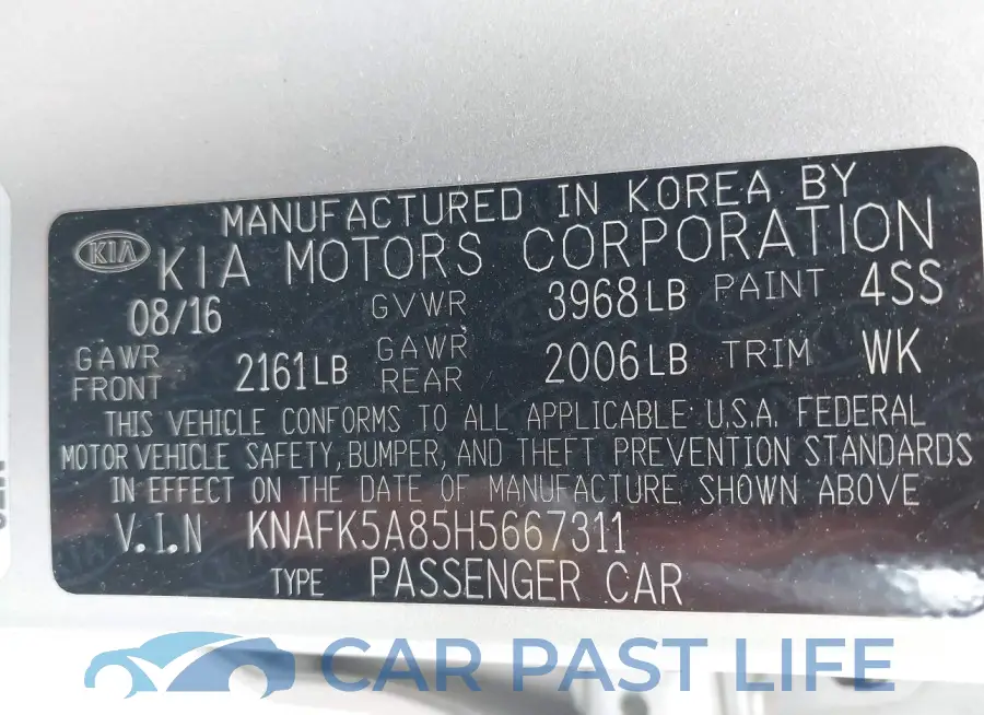 KNAFK5A85H5667311# 9