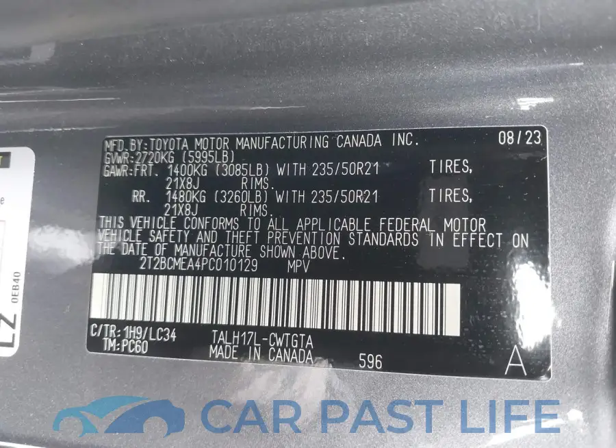 2T2BCMEA4PC010129# 9
