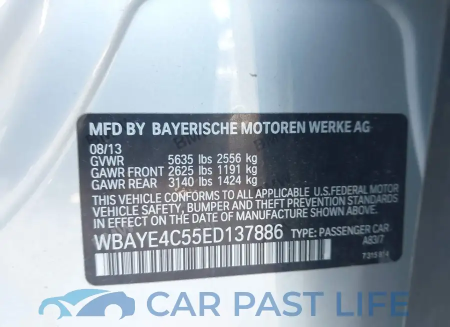 WBAYE4C55ED137886# 9