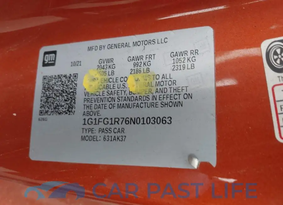 1G1FG1R76N0103063# 9