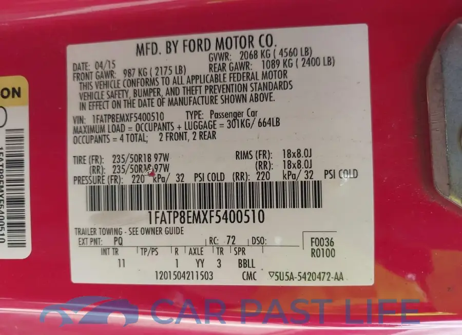 1FATP8EMXF5400510# 9