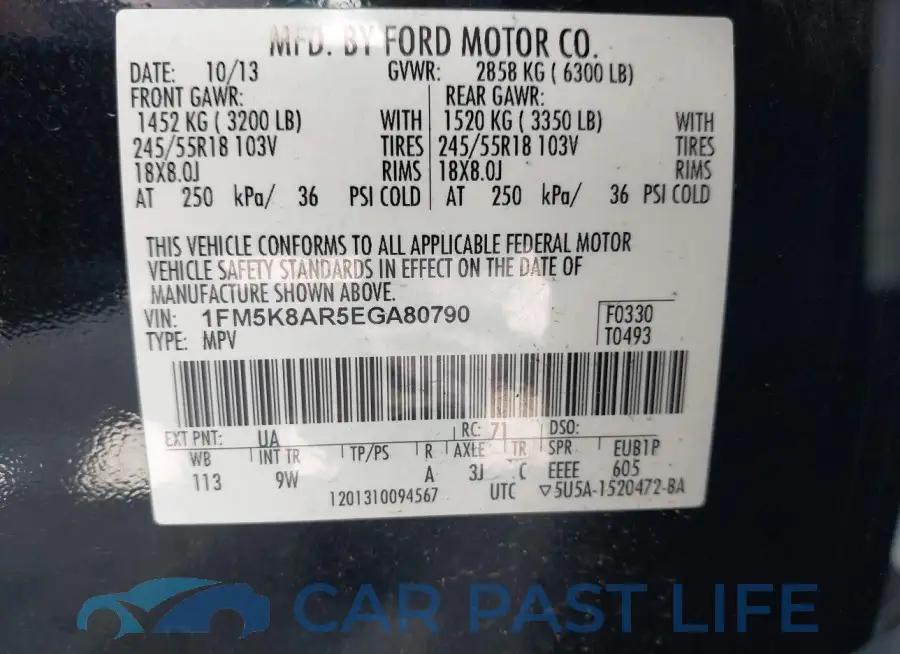 1FM5K8AR5EGA80790# 9