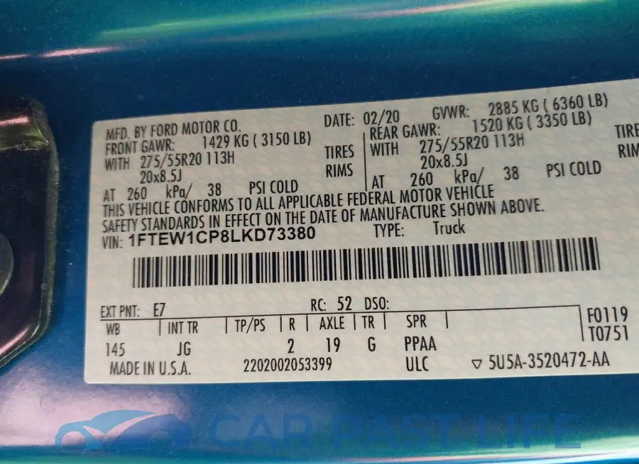 1FTEW1CP8LKD73380# 9