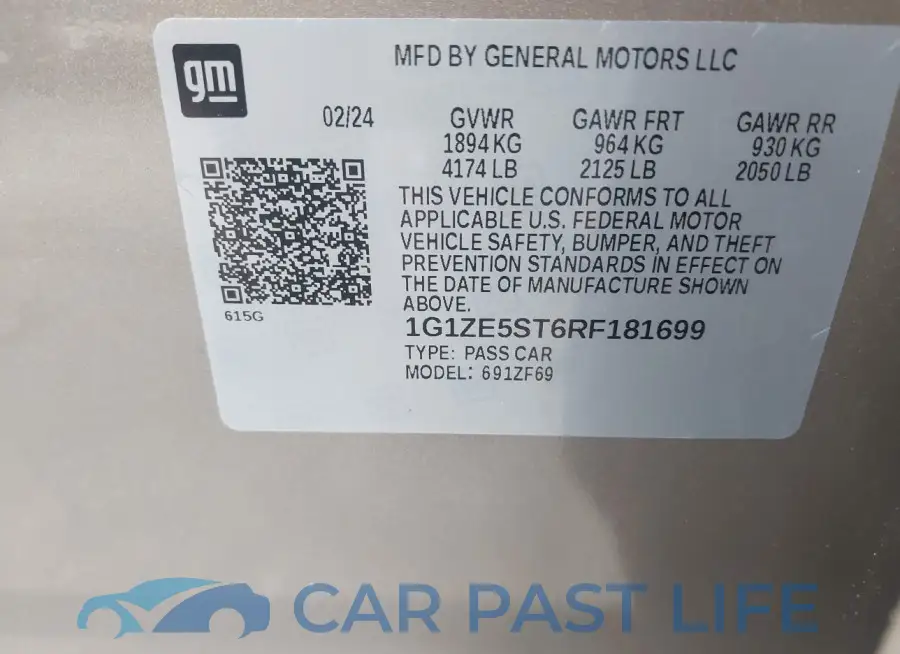 1G1ZE5ST6RF181699# 9