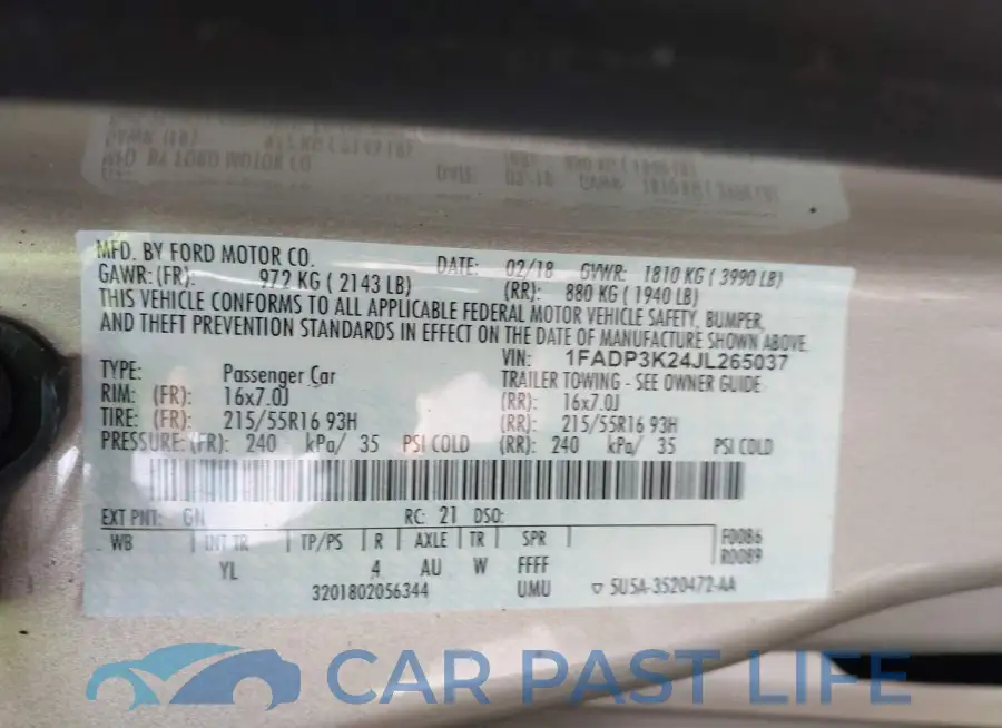 1FADP3K24JL265037# 9