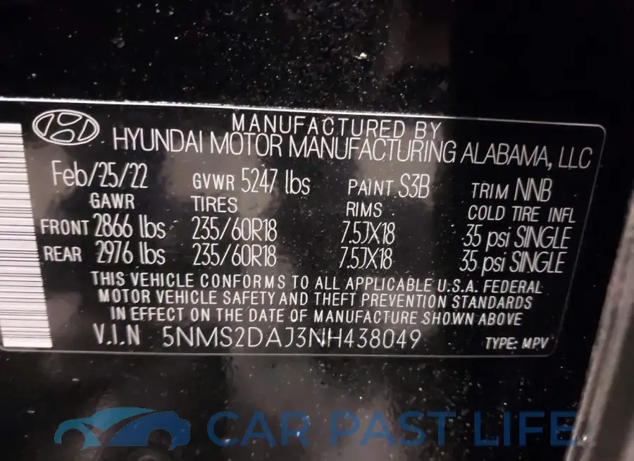 5NMS2DAJ3NH438049# 9
