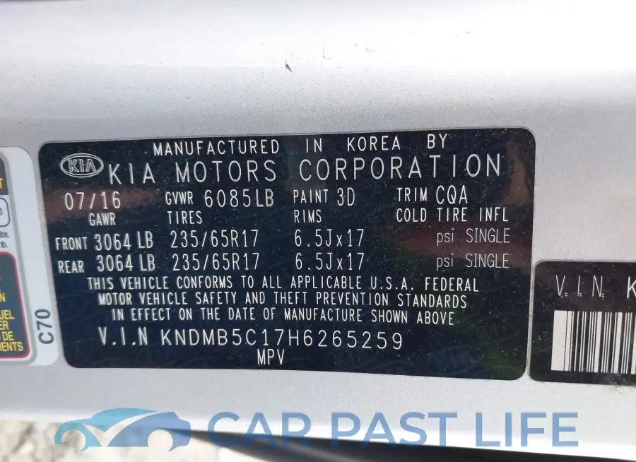 KNDMB5C17H6265259# 9