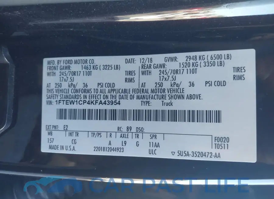 1FTEW1CP4KFA43954# 9