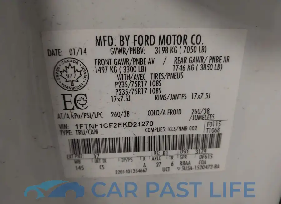 1FTNF1CF2EKD21270# 9