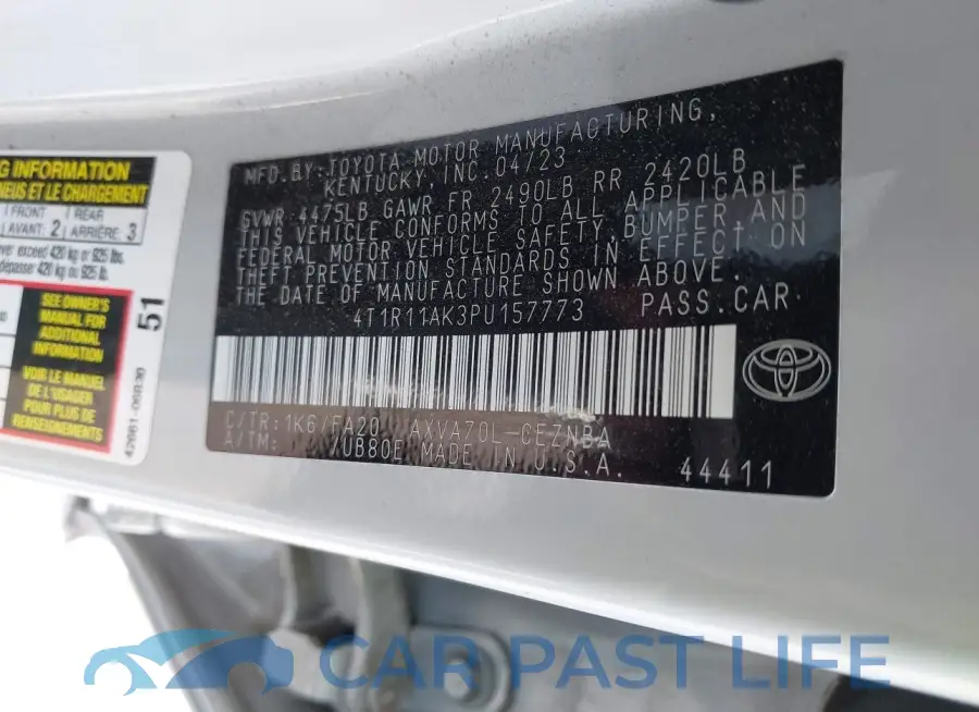 4T1R11AK3PU157773# 9