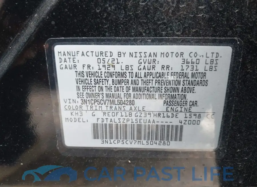 3N1CP5CV7ML504280# 9