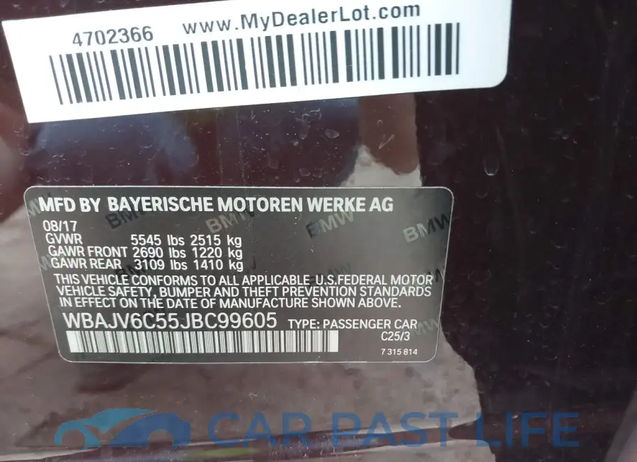 WBAJV6C55JBC99605# 9
