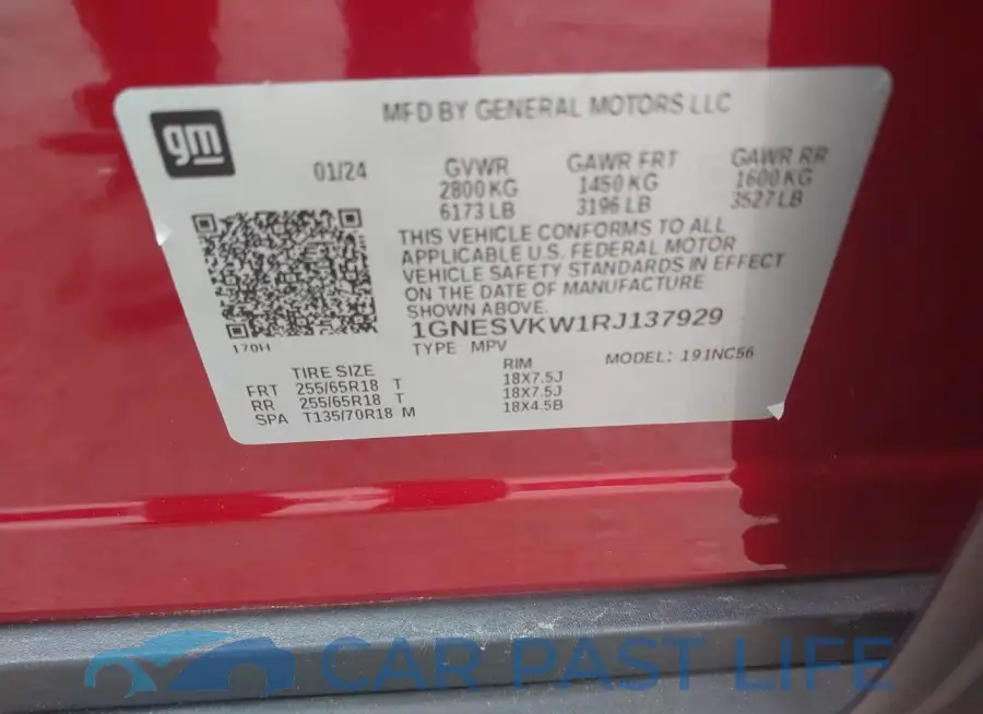 1GNESVKW1RJ137929# 9