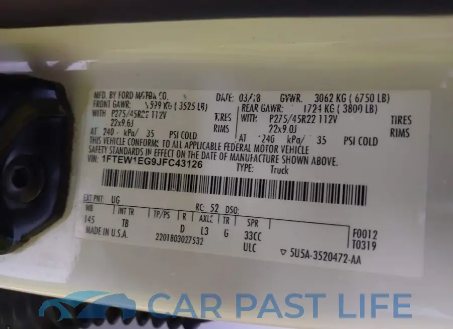 1FTEW1EG9JFC43126# 9