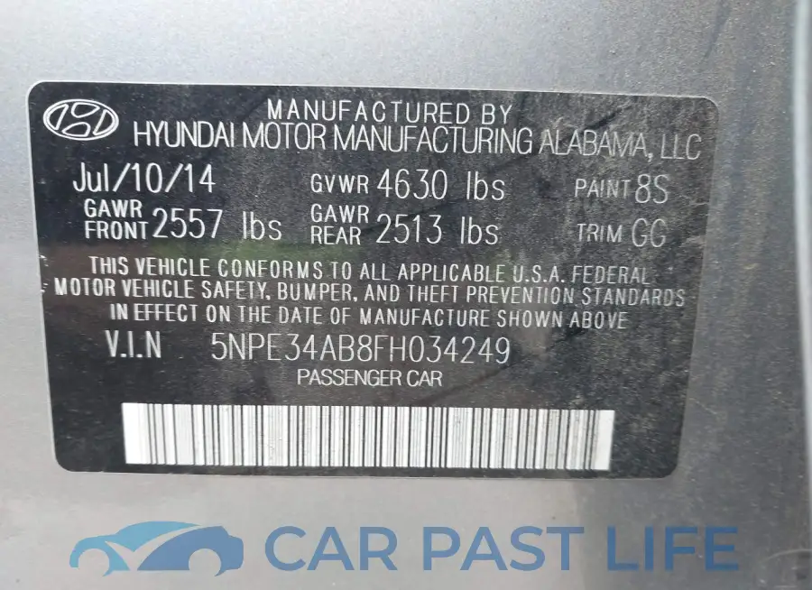 5NPE34AB8FH034249# 9