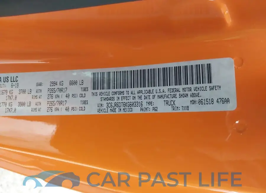 3C6JR6DT6KG603316# 9