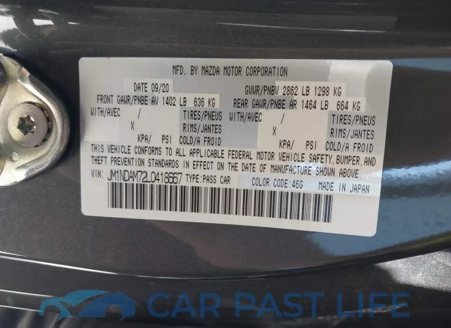 JM1NDAM72L0418667# 9