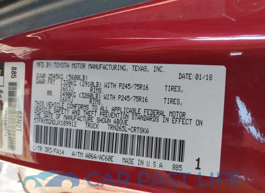 5TFRX5GN2JX109912# 9