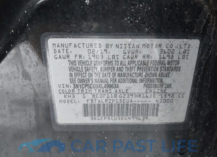 3N1CP5CU5KL499634# 9