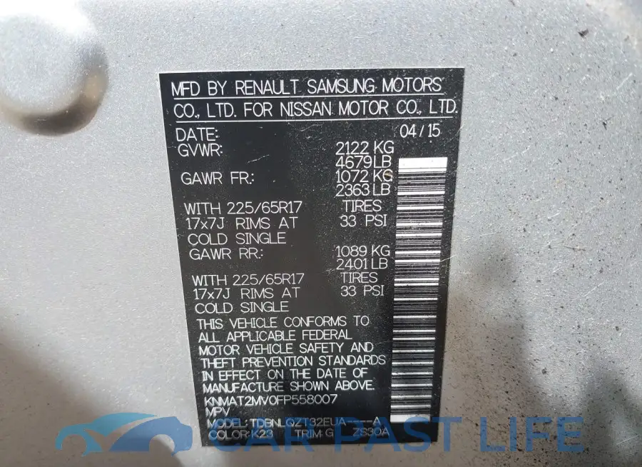 KNMAT2MV0FP558007# 9