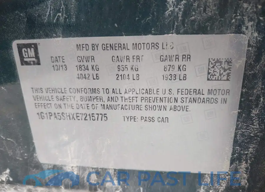 1G1PA5SHXE7215775# 9