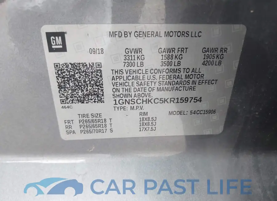1GNSCHKC5KR159754# 9