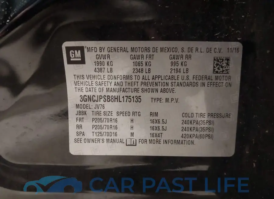 3GNCJPSB8HL175135# 9