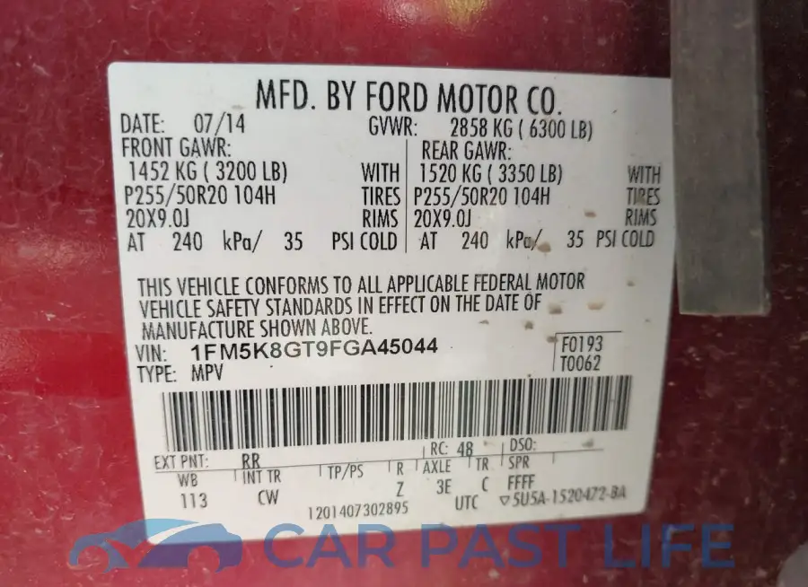 1FM5K8GT9FGA45044# 9