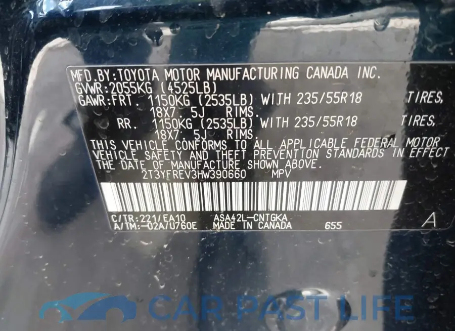 2T3YFREV3HW390660# 9