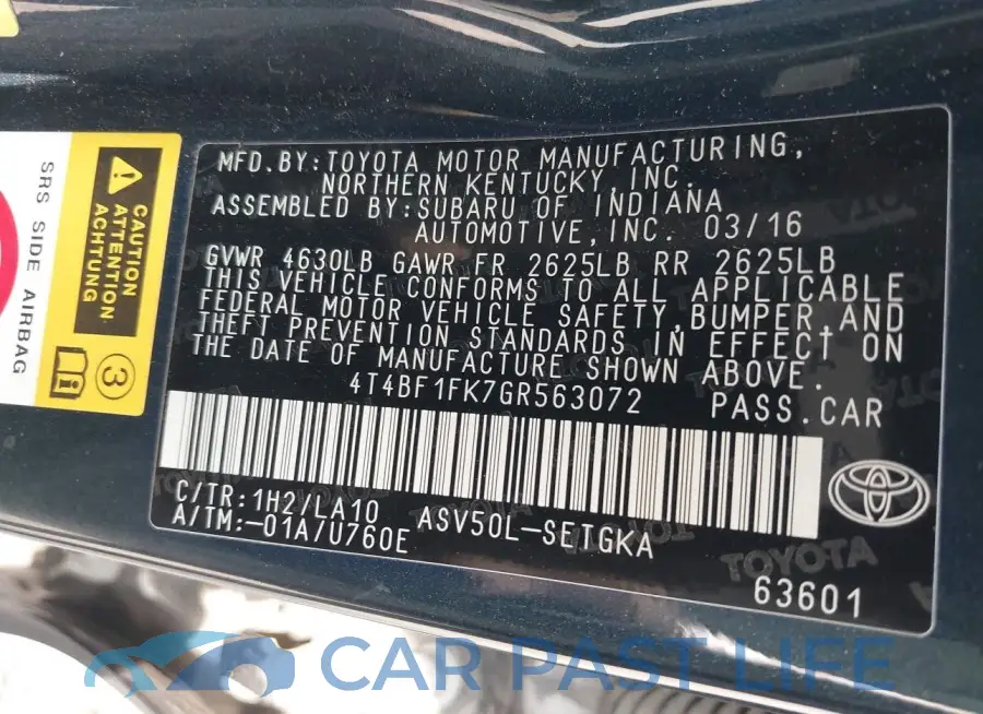 4T4BF1FK7GR563072# 9