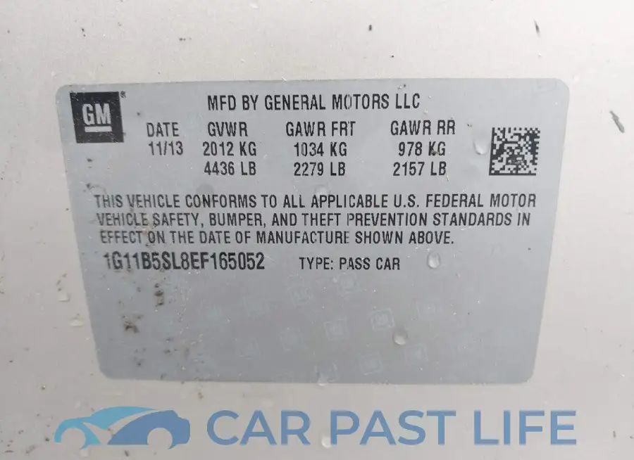 1G11B5SL8EF165052# 9