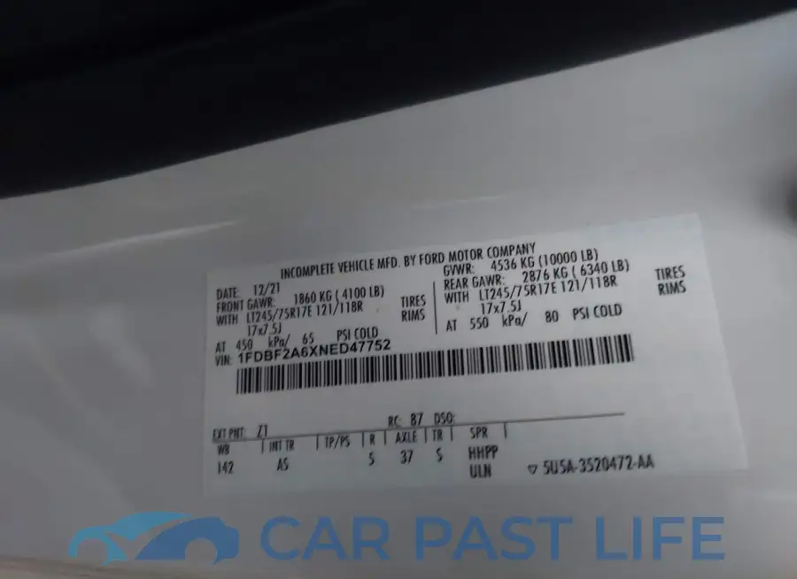 1FDBF2A6XNED47752# 9