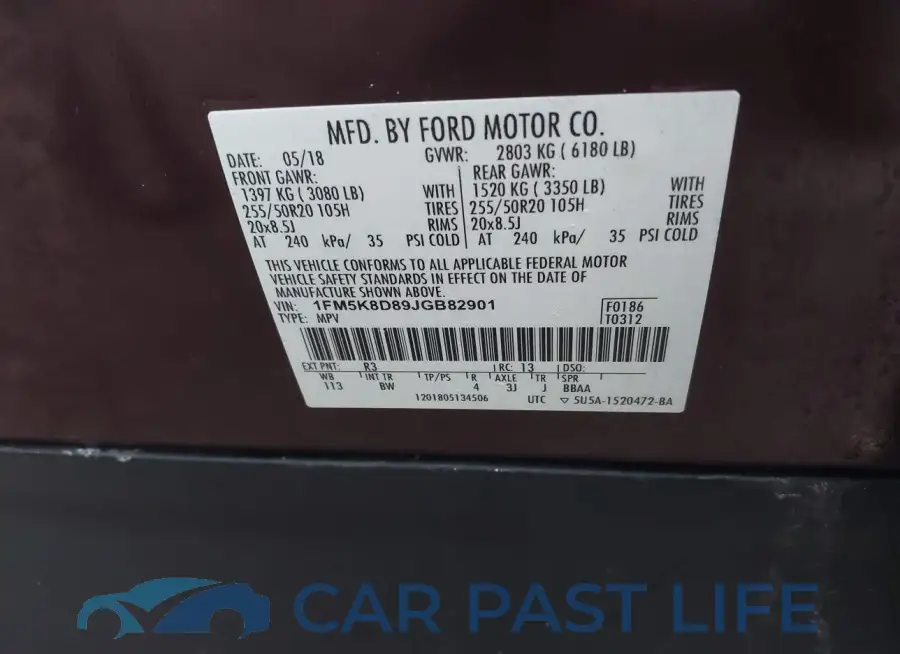 1FM5K8D89JGB82901# 9