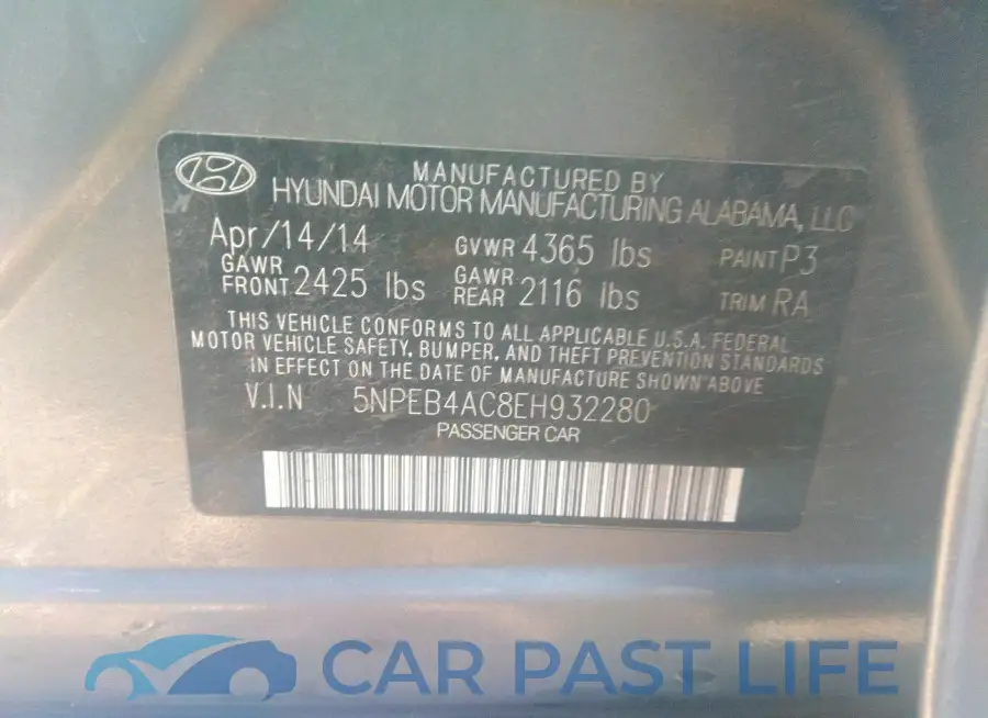 5NPEB4AC8EH932280# 9