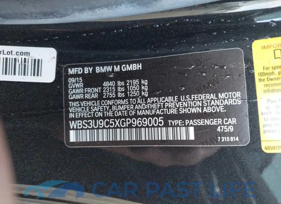 WBS3U9C5XGP969005# 9
