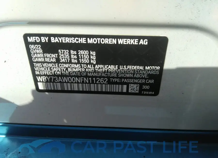 WBY73AW00NFN11262# 9