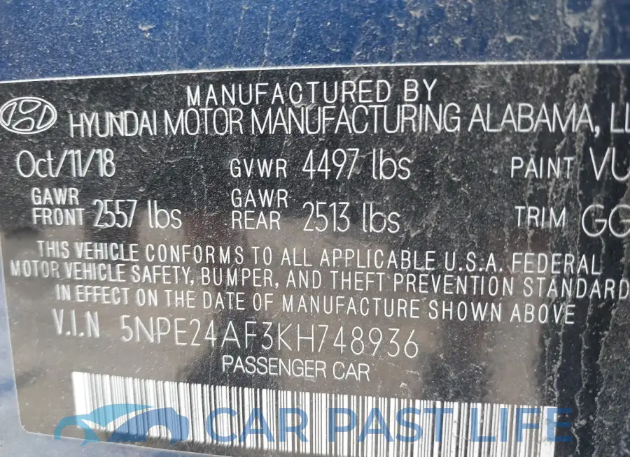 5NPE24AF3KH748936# 9