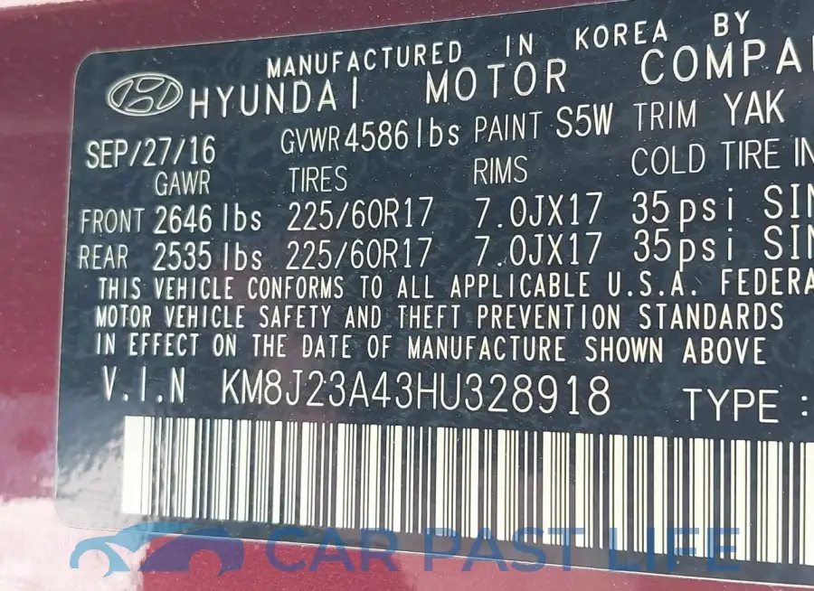 KM8J23A43HU328918# 9