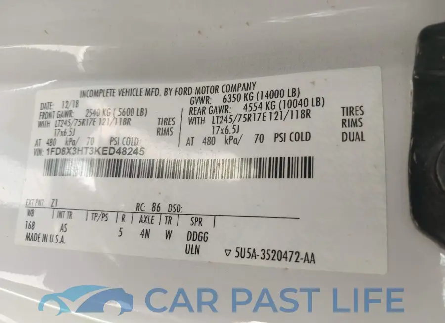 1FD8X3HT3KED48245# 9