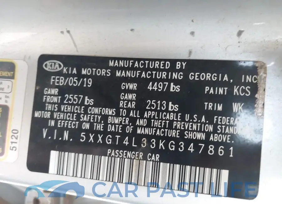 5XXGT4L33KG347861# 9