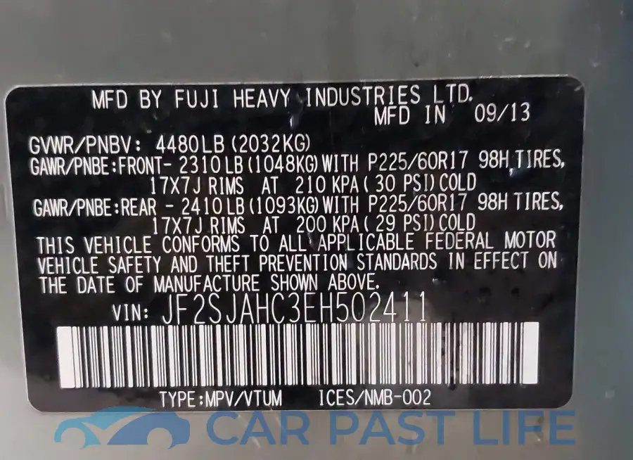 JF2SJAHC3EH502411# 9