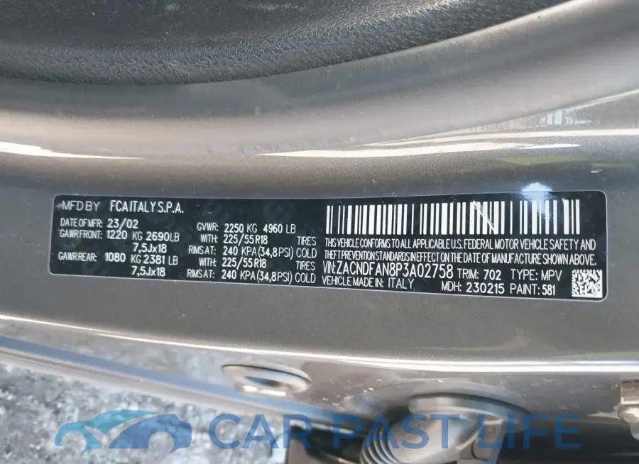 ZACNDFAN8P3A02758# 9