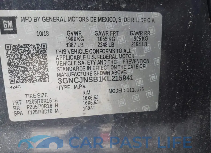 3GNCJNSB1KL215941# 9